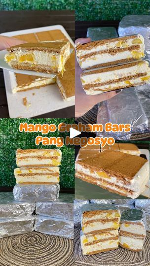 Graham Bar In Foil, Graham Mango Float, Graham Mango Float Filipino Desserts, Mango Graham Ice Cream, Mango Sago Desert, Mango Graham, Mango Bars, Sandwich Bar, Icecream Bar