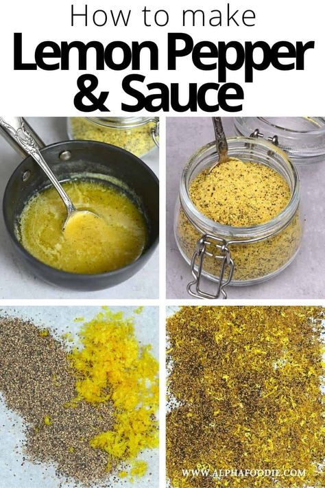 The best lemon pepper seasoning recipe - use as a dry rub, add to marinades, or make into wing sauce for chicken. The easy and fast lemon pepper sauce recipe is the perfect new dressing to bring a citrus twist to any meal. Lemon Pepper Sauce Recipe, Lemon Pepper Seasoning Recipe, Lemon Pepper Marinade, Lemon Pepper Sauce, Pepper Sauce Recipe, Lemon Pepper Wings, Grilled Wings, Pepper Seasoning, Spice Blends Recipes