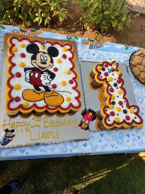 Pull Apart Cupcake Cake Mickey Mouse, Mickey Mouse Birthday Cupcake Cake, Disney Pull Apart Cupcakes, Mickey Pull Apart Cupcake Cake, Mickey Sheet Cake, Mickey Cupcake Cake, Mickey Mouse Cupcake Cake Pull Apart, Mickey Mouse Pull Apart Cupcakes, Mickey Mouse Birthday Cupcakes