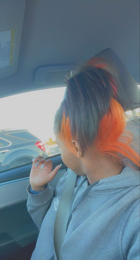 Skunk Dye, Colors To Dye My Hair, Skunk Stripe Hair, Hair Color Combos, Orange Hair Dye, Slay Hairstyles, Dyed Hairstyles, Stripe Hair, Natural Hair Colors