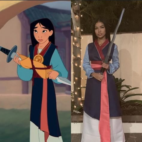 Jhene Aikonas Mulan Mulan Halloween Costume, Mulan Halloween, Mulan Outfit, Dc Cartoon, Cartoon Halloween Costumes, Theater Makeup, Senior Week, Cosplay Idea, Disney Dress Up