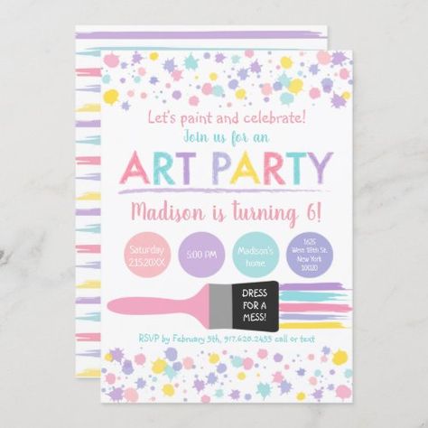 $3.15 | Pastel Rainbow Dress For A Mess Art Party Birthday #art party invitations, painting party invitations, rainbow art party invitations, arts and crafts party, rainbow party invitations, pastel rainbow, girls art party, crafts party, dress for a mess, art birthday party Pastel Rainbow Dress, Girls Art Party, Rainbow Art Party, Art Party Birthday, Rainbow Party Invitations, Art Party Invitations, Rainbow Birthday Invitations, Art Birthday Party, Rainbow Party