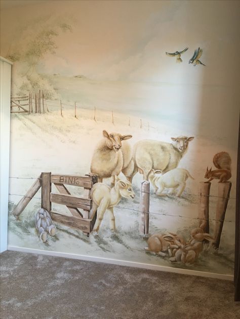 Hallway Mural, Farm Scenes, Mural Ideas, Winter Painting, Farm Scene, Children's Bedroom, Childrens Bedrooms, Dream Room, Wall Mural