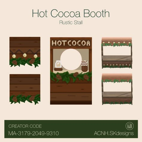 Animal Crossing Hot Chocolate Stall, Animal Crossing Online, Acnh Christmas Code, Acnh Buildings, Christmas Acnh, Acnh Winter Island, Christmas Animal Crossing, Winter Acnh, Animal Crossing Winter