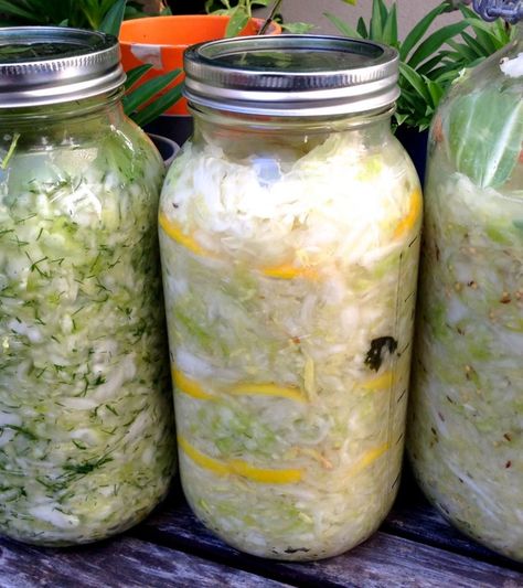 Lemon Ginger Sauerkraut Wild Fermentation, Fermentation Station, Probiotic Food, Fermented Vegetables Recipes, Cultured Food, Fermented Sauerkraut, Lacto Fermented, Sauerkraut Recipe, Food Preserving