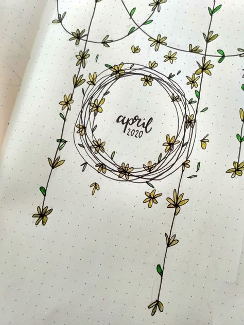 Aesthetic Book Design Ideas, Spring Related Drawings, Scrapbooking Doodles Ideas, Pencil Design Ideas, Note Book Ideas Design, Cute Bujo Doodles, Aesthetic Paper Drawing, Colourful Journal Pages, April Diary Ideas