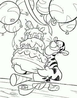 DISNEY COLORING PAGES: HAPPY BIRTHDAY TIGGER FROM WINNIE THE POOH COLORING PAGE Disney Coloring Sheets, Happy Birthday Coloring Pages, Birthday Coloring Pages, Winnie The Pooh Birthday, Spring Coloring Pages, Horse Coloring Pages, Disney Colors, Cartoon Coloring Pages, Disney Coloring Pages