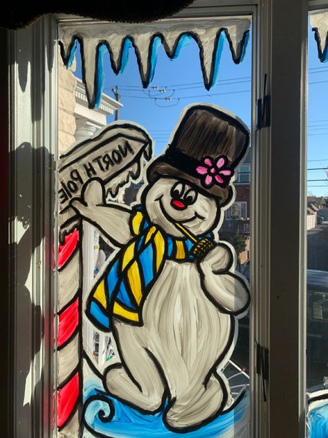 Frosty The Snowman Window Painting, Frosty The Snowman Painting, Snowman Window Painting, Brooklyn Christmas, Window Paint, Paint Christmas, Window Decorating, Christmas Window Painting, Xmas 2022