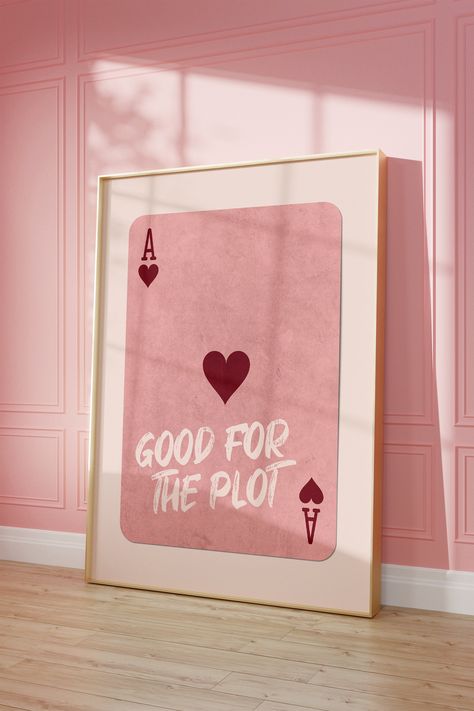 Good For The Plot, Preppy Bar Cart, Preppy Bar, Playing Card Poster, Cute Apartment Decor, For The Plot, Hearts Playing Cards, Cute Apartment, Blonde With Pink