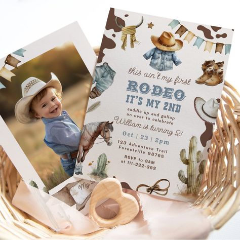 Western cowboy 2nd Rodeo photo Birthday party Rodeo Pool Party, Rodeo 2nd Birthday Party Boy, Rodeo Birthday Party Boy, Rodeo Birthday Party, Bday Themes, Rodeo Birthday Parties, 2nd Birthday Party For Boys, Cowboy Birthday Party, Rodeo Birthday