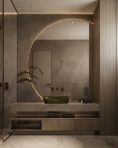 Neo Classic Basement Design :: Behance Vanity Modern Design, Toilet Counter Design, Neutral And Gold Bathroom, Beige Washroom, Beige Vanity Bathroom, Washroom Vanity Designs, Luxury Powder Room Ideas, Modern Small Bathroom Vanity, Bathroom Basin Design