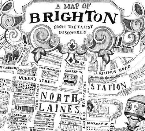 Brighton Map, St Street, City By The Sea, Map Projects, Map Maker, Map Illustration, Brighton Uk, Student Guide, Brighton And Hove