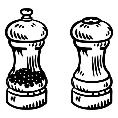 Salt and pepper hand drawn PNG Design Salt And Pepper Shaker Tattoos, Salt And Pepper Drawing, Salt And Pepper Tattoo, Salt Illustration, Max Tattoo, Chicken Coloring, Black Pig, Art Buddha, Sweet Tattoos