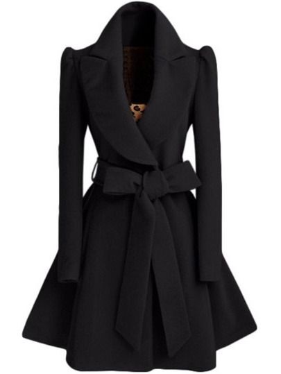 Black Shawl Collar Frock Coat With Belt -SheIn(Sheinside) Mobile Site Collar Frock, Shawl Collar Coat, Coat With Belt, Black Shawl, Long Black Coat, Frock Coat, Belted Coat, Sammy Dress, Outerwear Coats