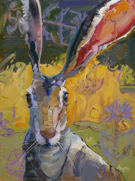 Rabbit Pose, Hare Painting, Bear Paintings, Rabbit Painting, Painting Competition, Art Magazine, Rabbit Art, Southwest Art, Bunny Art