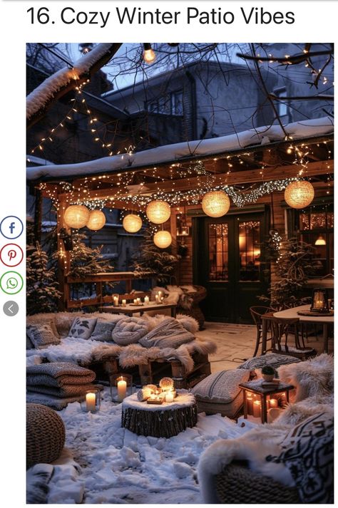 Christmas Decor Ideas For Gazebo, Winter Outdoor Lights, Small Winter Garden Ideas, Winter Garden Snow, Backyard Winter Ideas, Christmas Outdoor Party Ideas, Outdoor Christmas Porch Decorations Ideas, Christmas Decor Backyard, Winter Garden Party Ideas