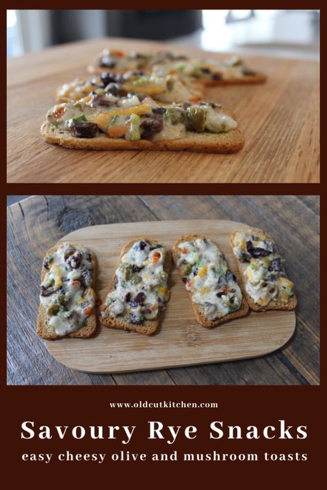 Savoury Rye Snacks - easy cheesy topped rye bread Rye Bread Toast Toppings, Rye Bread Toppings, Rye Bread Appetizer Recipes, Party Rye Bread Appetizers, Rye Bread Appetizer, Rye Bread Appetizers, Appetizer Dips Cold, Tailgate Party Food, Rye Toast