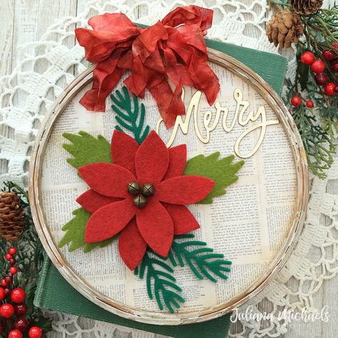 Stampers Anonymous Christmas, Sizzix Christmas, Embroidery Hoop Christmas, Pink Christmas Cards, Bigz Dies, Embroidery Ring, Witches Kitchen, Poinsettia Cards, Vintage Holiday Cards