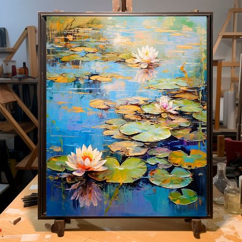 Lotus In Pond Painting, Lotus Pond Painting, Lotus Landscape, Biblical Angel, Heaven Painting, Angel Music, Water Lilies Painting, Watercolor Lotus, Pond Painting