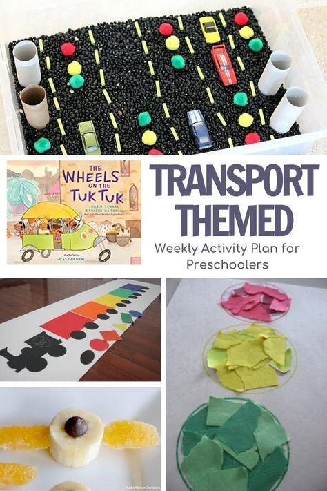 A week of easy low prep fun activities for preschoolers on the theme of Transport featuring the book Wheels on the Tuk Tuk by Kabih Sehgal and Wheels Preschool Activities, Caterpillar Project, Fun Activities For Preschoolers, Bus Crafts, Community Helpers Preschool, Virtual Teaching, Transportation Preschool, Wheel Craft, Fun Projects For Kids