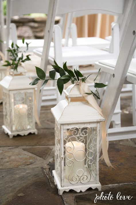 Wedding Aisle Lanterns, Spring Wedding Aisle, White Lanterns Wedding, White Lantern Decor, Wedding Lantern Decor, White Lantern Centerpieces, Lantern Wedding Decor, White Spring Wedding, Lanterns With Flowers