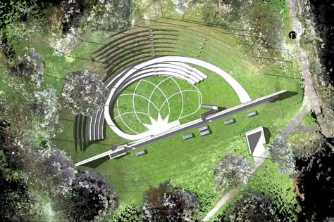 An open-air theatre could be created on the ‘bomb crater’ site at the Canterbury campus – thanks to Beacon Project funding. Amphitheater Architecture, Environmental Center, Urban Spaces Design, Urban Ideas, Landscape Stairs, Landscape Architecture Plan, Greek Theatre, Theater Architecture, Open Air Theater