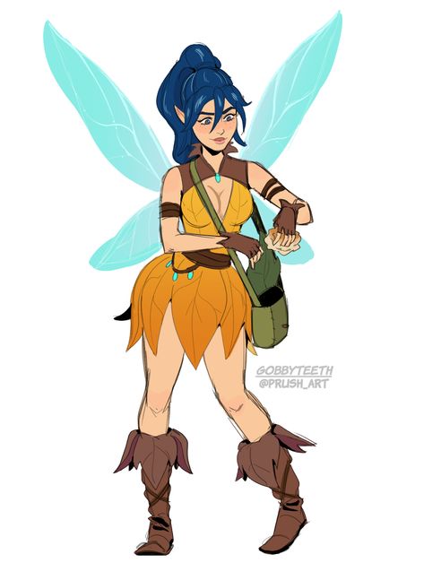 (13) gobbyteeth on Tumblr Dnd Pixie, Pixie Hollow Oc, Fairy Oc Art, Dnd Fairy, Making Oc, Tinkerbell Cosplay, Fairy Oc, Fairy Clothing, Angels Friends