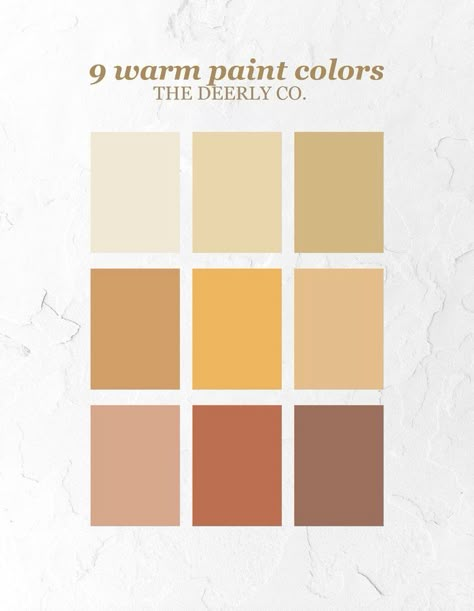 Warm Toned Color Palette, Color Palette 9 Colors, Warm Boho Color Palette, Warm Tone Paint Colors, Warm House Color Schemes, Warm Pallet Colors, Warm Room Colors, Warm Colors Palette, Warm Tones Color Palette