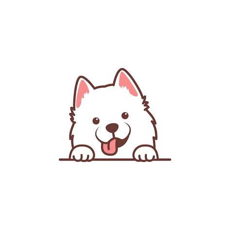 Cute Puppy Illustration, Cute Dogs And Puppies Drawing, Cute Dog Icon, Cute Puppy Art, Cat Dog Illustration, Puppy Icon, Pet Icon, Cute Samoyed, Cute Dog Illustration