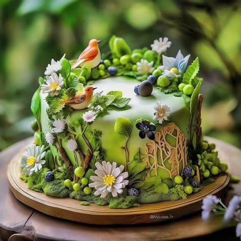 Nature Theme Cake, Enchanted Wonderland, Jungle Cake, Amazing Food Decoration, Minion Cake, Harry Potter Birthday, Theme Cake, Food Decoration, Fondant Cakes