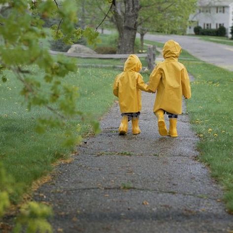 Kids Rain Gear, Rain Slicker, 달력 디자인, I Love Rain, Going To Rain, Kids Rain, Love Rain, Yellow Raincoat, Walking In The Rain