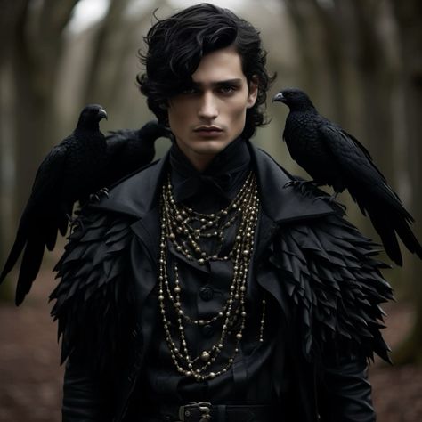 Ball Outfits Men, Raven Character, Fae Fashion, Halloween Costumes 2022, Elegant Goth, Halloween Ball, Fancy Fits, Raven King, Royalty Aesthetic