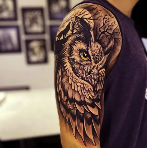 Whimsical Owl Tattoo, Owl Tattoos For Men, Mens Owl Tattoo, Realistic Owl Tattoo, Owl Tattoo Sleeve, Owl Tattoo Drawings, Tattoo Guide, Vogel Tattoo, Clock Tattoo Design