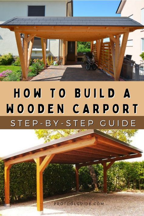 Diy Carport Attached To House, Carport Kits Do It Yourself, Wooden Carports Diy, How To Build A Carport Attached To House, Car Port Diy, Cheap Carport Ideas Diy, Carport Diy How To Build, Diy Car Port How To Build, How To Build A Carport