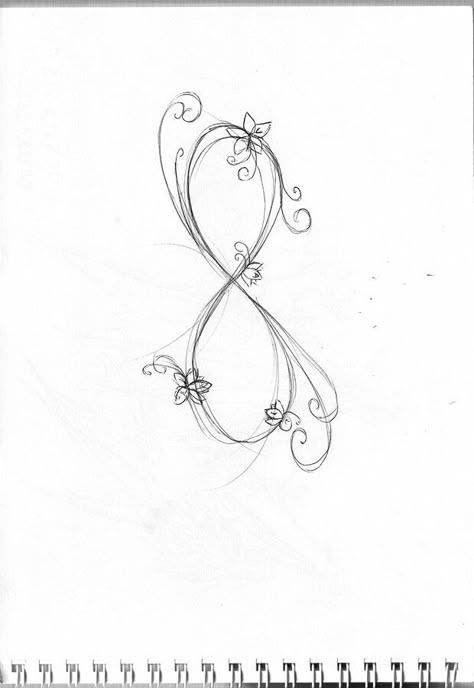 Colored Infinity Tattoo Designs, Infinity And Flower Tattoo Designs, Infinity Eight Tattoo, Fine Line Infinity Tattoo Ideas, Pretty Infinity Tattoos, Infinity Vine Tattoo, Infinity Tattoo Aesthetic, Infinity Drawings Ideas, Infinity Symbol Tattoo Design