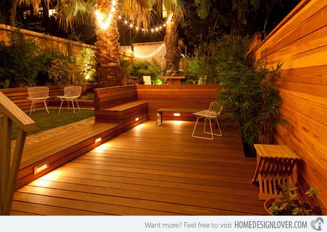 15 Must-See Deck Lighting Ideas | Home Design Lover Outdoor Deck Lighting, Modern Deck, Wooden Deck, Cool Deck, Decks Backyard, Have Inspiration, Backyard Deck, Deck Lighting, Home Cinema