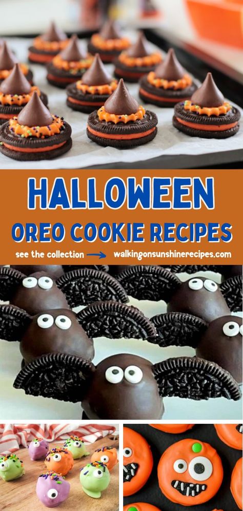 From simple 'no-bake' ideas to festive monster Oreo cookie balls, these easy Halloween Oreo Cookie recipes are sure to delight everyone! Halloween Cookies With Oreos, Oreo Cookie Halloween Ideas, Oreo Cookie Halloween Treats, Halloween Oreos Ideas, Halloween Treats With Oreos, Oreo Cookie Decorations, Oreo Halloween Cookies, Oreo Balls Halloween, Halloween Oreo Cookies