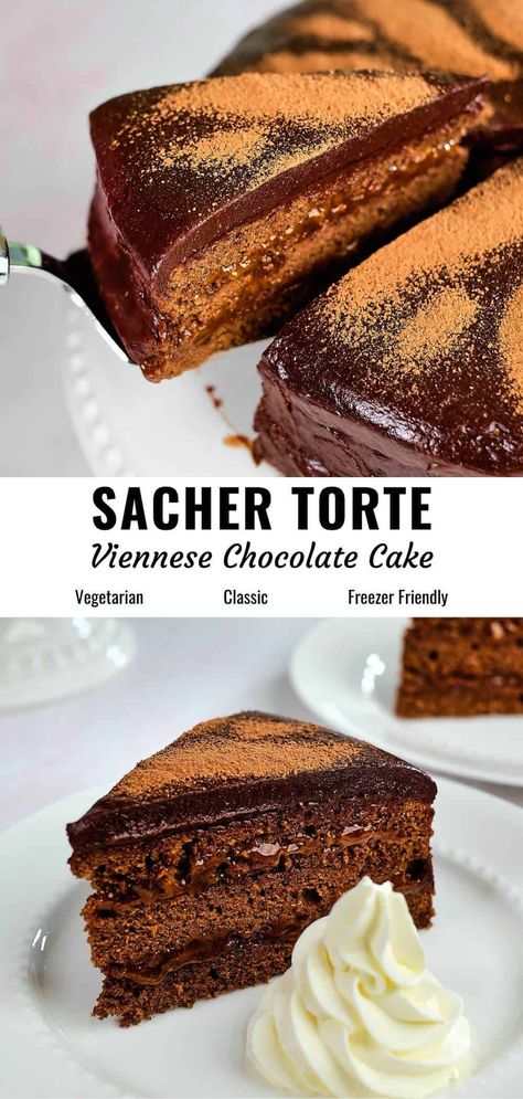 Sacher Torte Recipe - The Delicious Crescent Sachertorte Recipe, Sacher Torte Recipe, Almond Flour Chocolate Cake, Popular Cakes, Fun Foods To Make, Salmon Baked, Tooth Cake, Sweet Whipped Cream, Torte Recipe