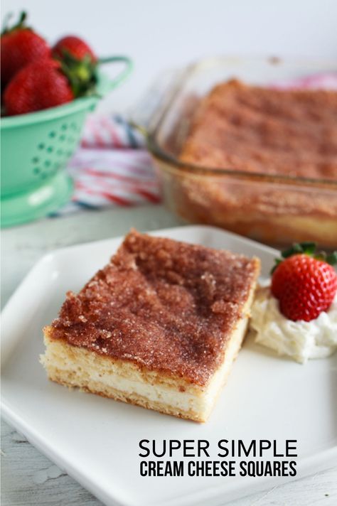 Super Simple Cream Cheese Squares Dessert Easy Desserts With Cream Cheese, Desserts With Cream, Desserts With Cream Cheese, Cream Cheese Squares, Cream Cheese Desserts Easy, Recipes Using Cream Cheese, Healthy Apple Desserts, Chocolate Chip Cheesecake Bars, Cheese Squares