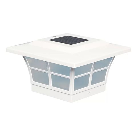 Classy Caps White PVC Solar Powered Integrated LED 5 in. x 5 in. Fence Post Cap Light & Reviews | Wayfair Solar Post Caps, Fence Post Caps, Lantern Head, Lantern Post, Outdoor Lighting Landscape, Post Cap, Wood Post, Deck Lighting, Fence Post