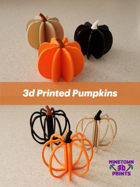 2 styles available in a 4.5 inch size. Multiple body and stem colours. light weight and eye catching whereever you put them in your home. Model courtesy of 3D Design Bros. https://www.patreon.com/3ddesignbros/ #pumpkinslices #HomeDecor #pumpkins Pumpkin Slices, 3d Pen Art, 3d Printer Ideas, Home Model, 3d Printing Art, Pumpkin Sign, 3d Pen, Fall Projects, Pen Art