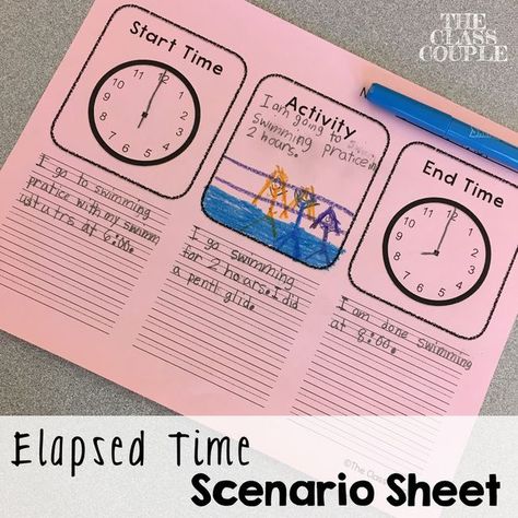 Sensory Stations, Elapsed Time Word Problems, Time Word Problems, Time Lessons, The Troubles, Math Measurement, Teaching Time, Math Time, Teaching First Grade