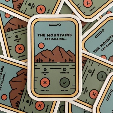 The Mountains Are Calling Sticker, Water Bottle Sticker for Hydroflask, Hiking Sticker, Hiking Gift, Outdoorsy Gift, Mountain Sticker Sticker #sticker Stickers #stickers freesticker #freesticker freestickers #freestickers free download sticker #freedownloadsticker 11.210 Western Stickers, Adventure Stickers, Outdoorsy Gifts, Sticker Inspo, Mountains Hiking, Camping Aesthetic, Stickers Design, Mountains Are Calling, Hiking Gifts