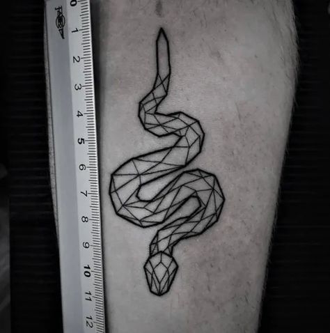 Looking for a serpent tattoo? Check out this snake hand tattoo in black outline. To learn more, find more snake tattoo designs on our blog! Geometric Snake Tattoo, Geometric Snake, Snake Tattoo Ideas, Snake Tattoo Meaning, Geometric Arrow Tattoo, Small Snake Tattoo, Daisy Tattoo Designs, Japanese Snake Tattoo, Path To Enlightenment