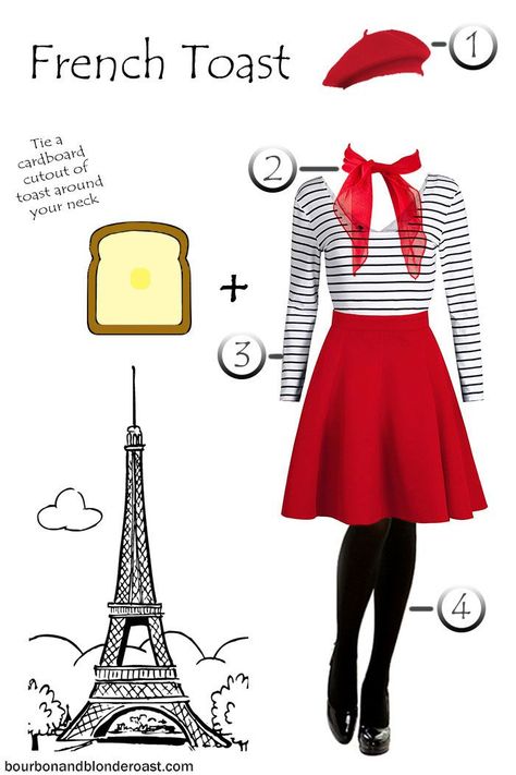 International Costume Ideas, French Costume Ideas, French Party Outfit, Halloween Costume Ideas Easy, Cute Easy Halloween Costumes, Costume Ideas Easy, Easy Halloween Costume Ideas, French Themed Parties, Italian Costume