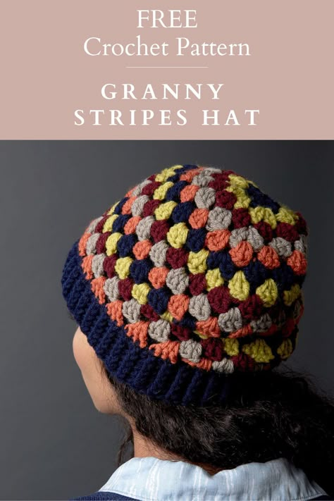 Get your FREE Granny Stripes Hat Crochet Pattern Here. Granny Crochet Hat Pattern, Striped Crochet Hat Pattern Free, Crochet Granny Stitch Hat Pattern, Granny Stitch Crochet Hat Pattern, Crochet Granny Stitch Headband, Funky Crochet Hat Pattern Free, Granny Beanie Crochet, Crochet Temperature Scarf, Crochet Granny Hat Pattern