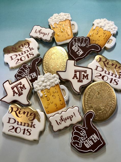 Ring Dunk Cookies Ring Dunk Theme, Aggie Ring Dunk Cookies, Ring Dunk Cookies, Aggie Ring Day Cookies, Aggie Ring Day Party, Tamu Ring Dunk, Texas A M Ring Dunk Party, Aggie Ring Dunk Party Ideas, Ring Dunk Party Ideas