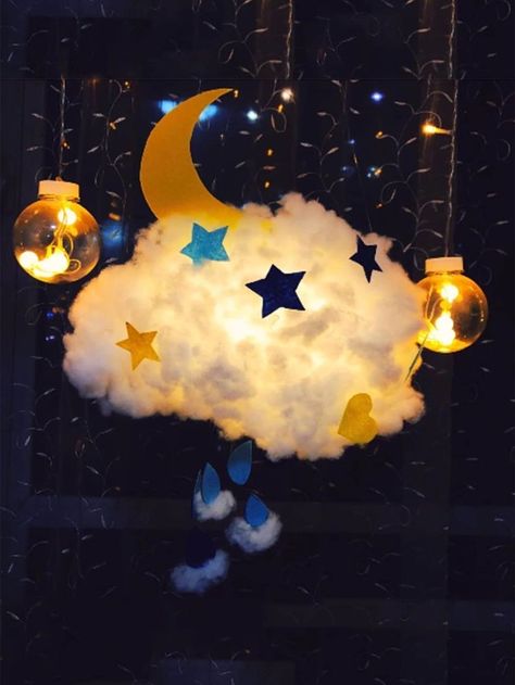 Decoraciones Ramadan, Cloud Decoration, Ramadan Kareem Decoration, Diy Clouds, Twinkle Twinkle Baby Shower, Moon Baby Shower, Ramadan Crafts, Cloud Lights, Star Baby Showers