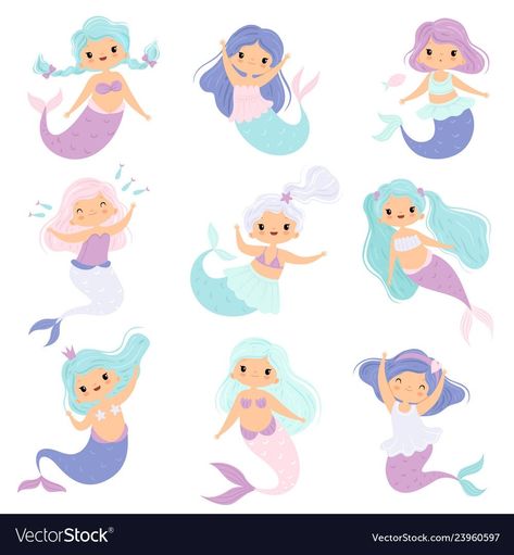 Mermaid Vector, Mermaid Cartoon, Princess Mermaid, Mermaid Cupcakes, Mermaid Clipart, Mermaid Illustration, Mermaids And Mermen, Mermaid Cakes, Cute Mermaid