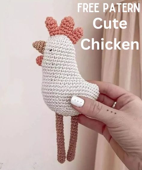 Free Crochet Cute Chicken Pattern Crochet Chicken Feet Free Pattern, Crochet Amigurumi Chicken, Chicken Cross Stitch Patterns Free, Country Crochet Patterns, Crochet Critters Free Patterns, Emotional Support Chicken Free Pattern, Crochet Easy Stuffed Animals, Free Chicken Crochet Pattern, Free Crochet Chicken Patterns